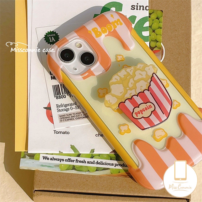 Casing Ponsel Popcorn Lucu Kompatibel Untuk IPhone XR 7Plus 11 14 12 13 Pro Max X 7 8 Plus XS Max SE 2020 INS Ice Cream Shockproof Lembut Tpu Back Cover