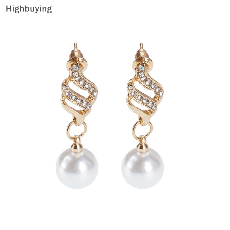 Hbid 3pcs/Set Mutiara Imitasi Liontin Kalung Anting Set Wanita Berlian Imitasi Pernikahan Perjamuan Pesta Perhiasan Set Aksesoris Hadiah Glory