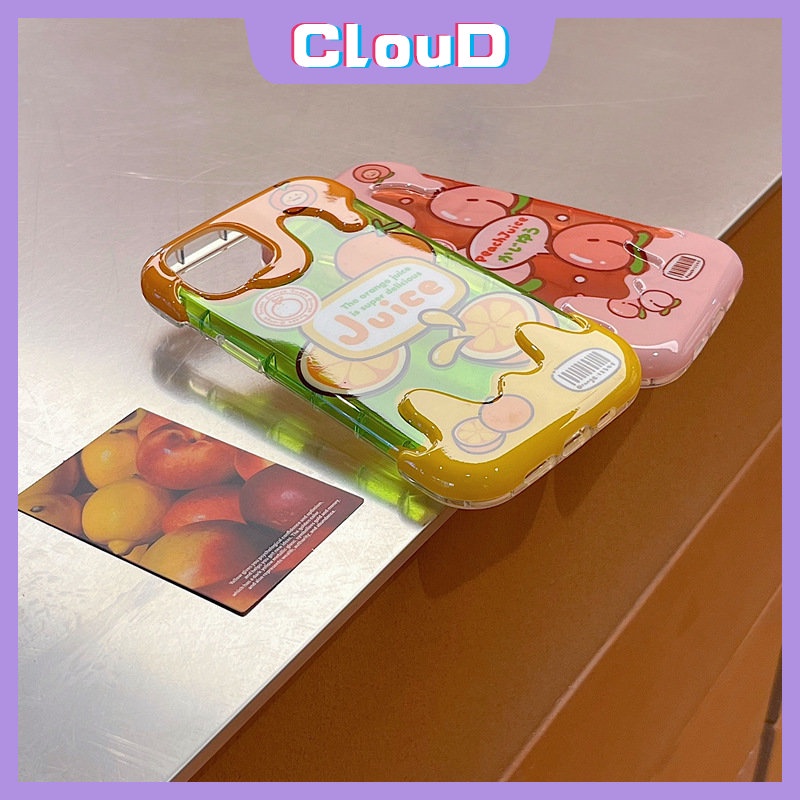 Musim Panas Fruits 3D Ice Cream Cute Case Kompatibel Untuk IPhone 7Plus XR 11 13 14 12 Pro Max 7 8 Plus X XS Max SE 2020 8Plus INS Korea Peaches Jeruk Silicon Lembut Penutup Belakang