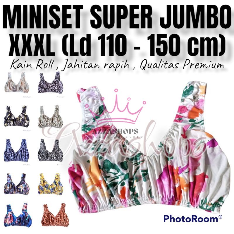 COD - MINISET JUMBO XXXL BAHAN KUALITAS PREMIUM , BUKAN PERCA, MUAT SAMPAI LD 140CM TANPA BUSA