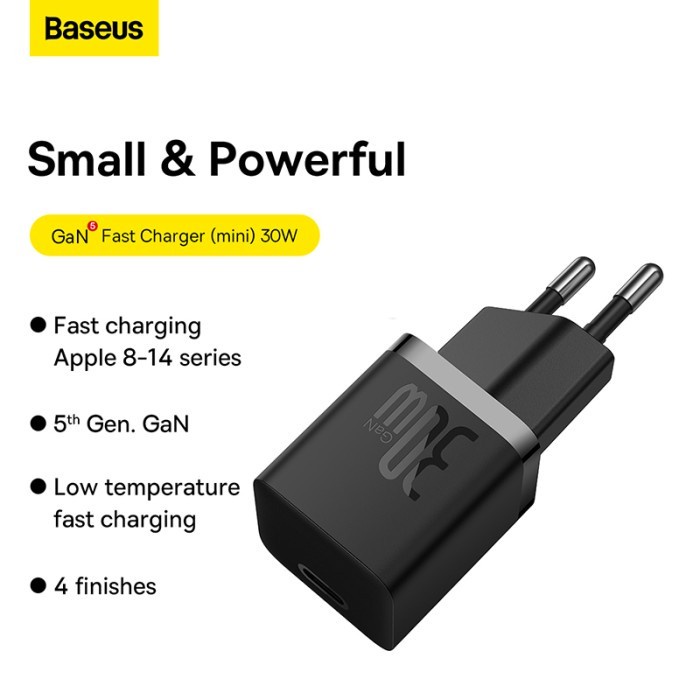 Baseus Charger 30W GaN5 Fast Charger Adaptor (mini) 1C 30W EU - CCGN