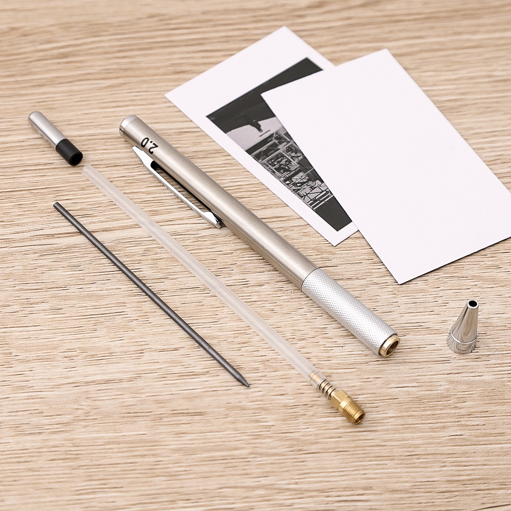 0.3-2.0mm Pensil Aktivitas Mekanik Metal Automatic Drawing Pen/Pensil Otomatis Refill HB Resin Replacement Core/Art Tracing Pen/Alat Tulis Amplas Abrasif