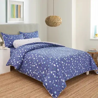 Linotela Seprai Set Katun Iago Biru Blue BEDDING SET COTTON Halus Ori