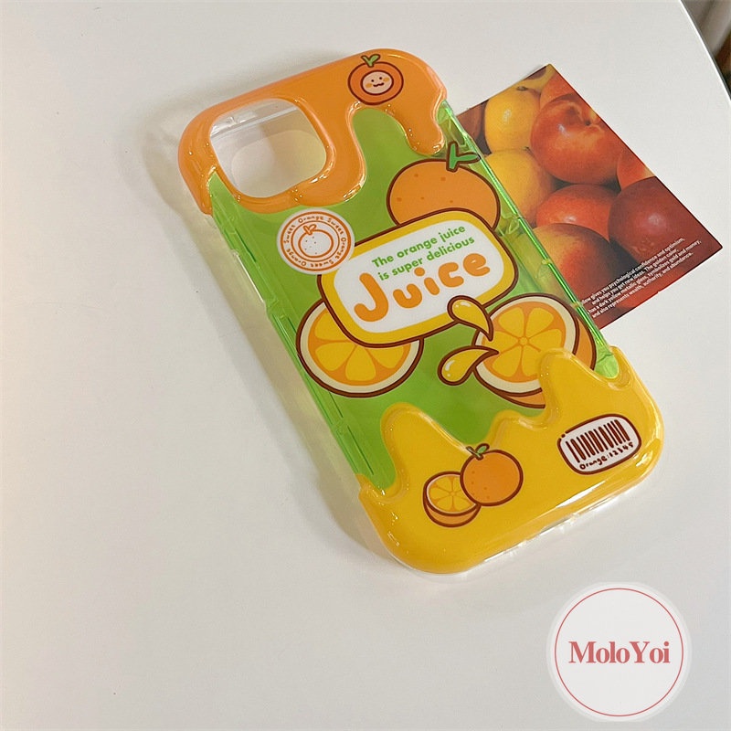 IPHONE 3d Ice Cream Peaches Oranges Case Kompatibel Untuk Iphone7 8 Plus 8Plus 11 14 12 13 Pro Max XR XS X Max 7Plus SE 2020 INS Korea Musim Panas Buah-Buahan Lucu Lembut Silicon Penutup Belakang