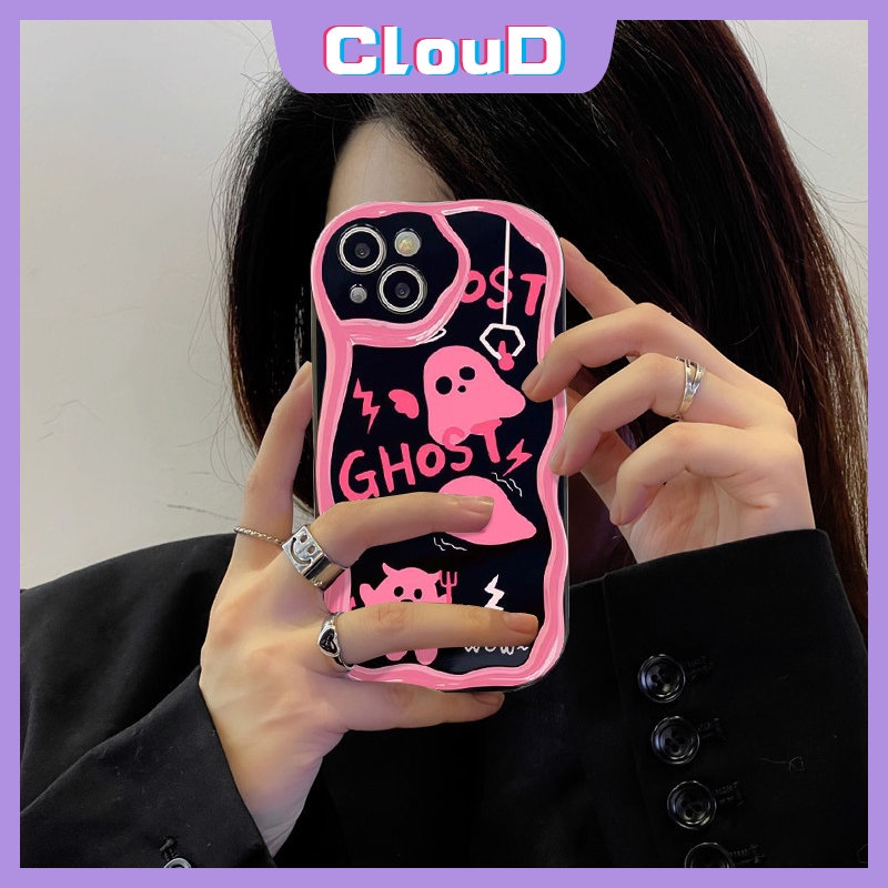 IPHONE Casing Ponsel Monster Kecil Hantu Lucu Imut Kompatibel Untuk Iphone7 8 6s 6plus11 13 12 14 Pro Max XR X XS Max SE 2020 Shockproof Glossy 3D Wavy Curved Edge Soft Tpu Cover