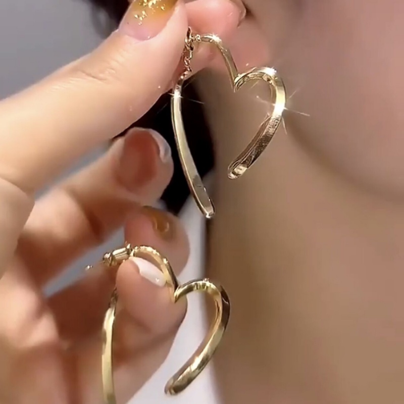 We Flower Chic 14 K Emas Berlebihan Besar Menjuntai Jantung Hoop Anting Untuk Wanita Perempuan Gaya Korea Besar Geometris Anting-Anting Hypoallergenic Telinga Perhiasan