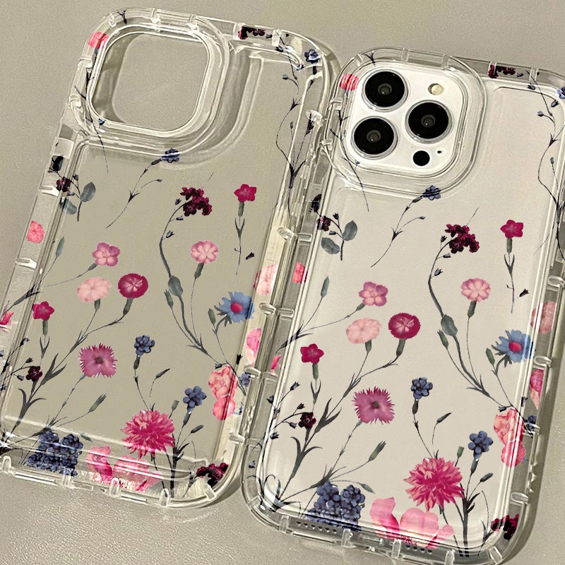 IPHONE Case Motif Bunga Kompatibel Untuk Iphone7Plus8Plus6Plus11 14 13 12 Pro MAX XR X XS MAX SE Airbag Shockproof Cover