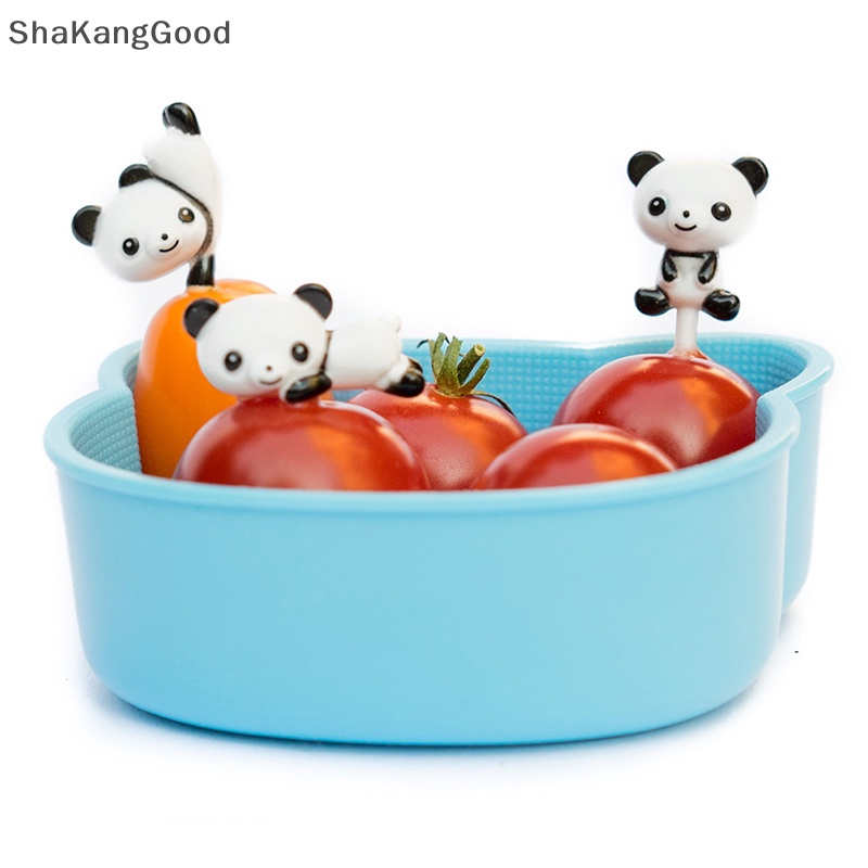 Selip 8pcs/set Mini Kartun Panda Garpu Buah Anak Snack Dessert Picks Tookpick Bekal SKK