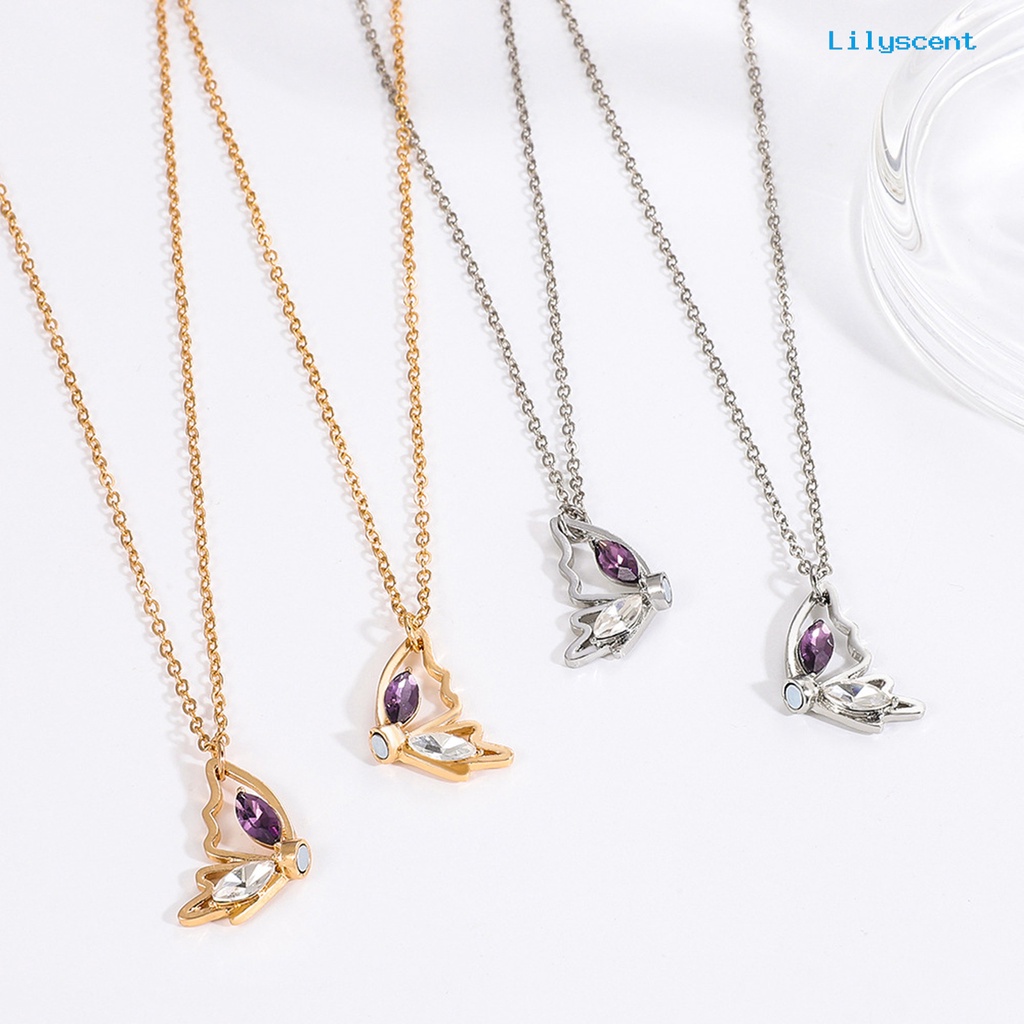 [LS]Wanita Kalung Berongga Kupu-Kupu Liontin Electroplating High-polished Charming Dress Up Colorfast Wanita Elegan Liontin Kalung Fashion Jewellery