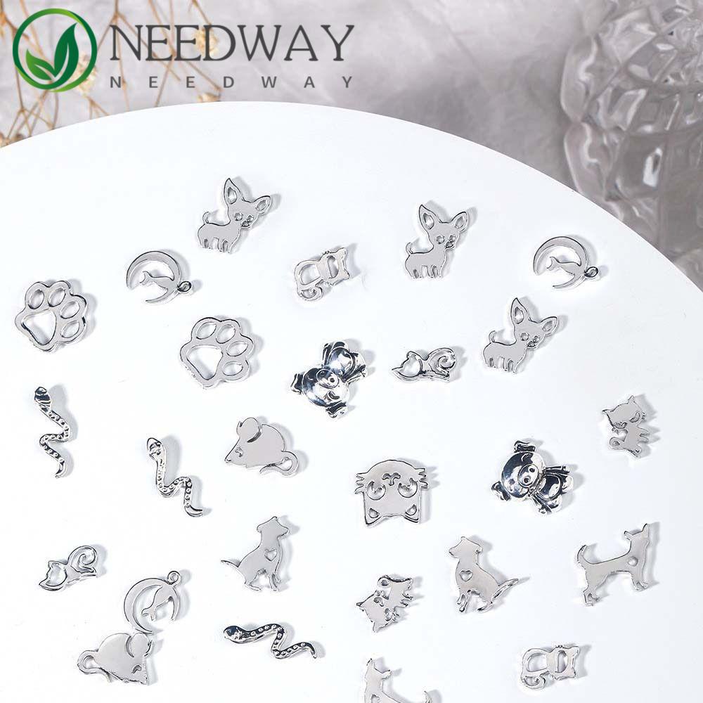 Needway   Hewan Dekorasi Kuku Anjing Fashion Tikus Ular Kucing Berongga Logam Metal Nail Art Drills