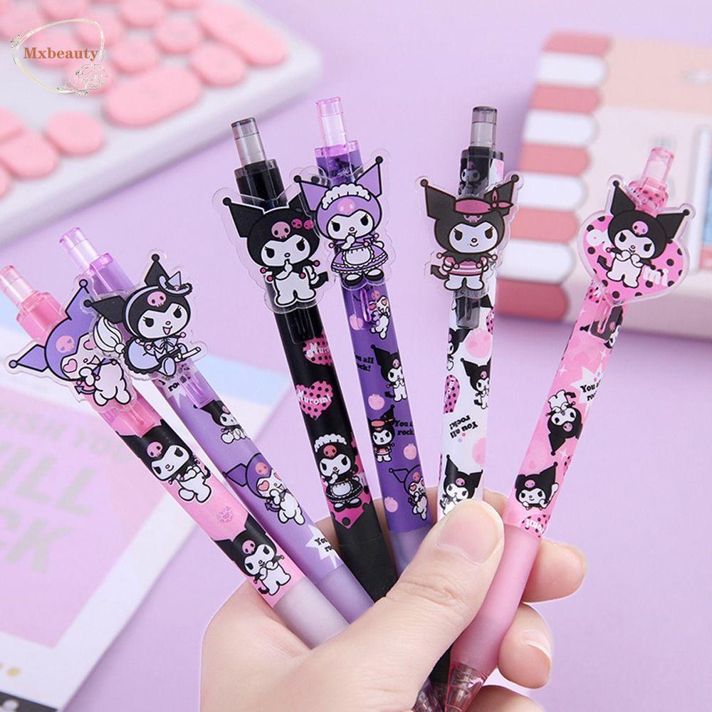 Mxbeauty Pulpen Gel Kartun 6Pcs/set Pulpen Tulisan Alat Tulis Sekolah Pulpen Kuromi Hitam Pulpen 0.5mm Pulpen Penandatanganan