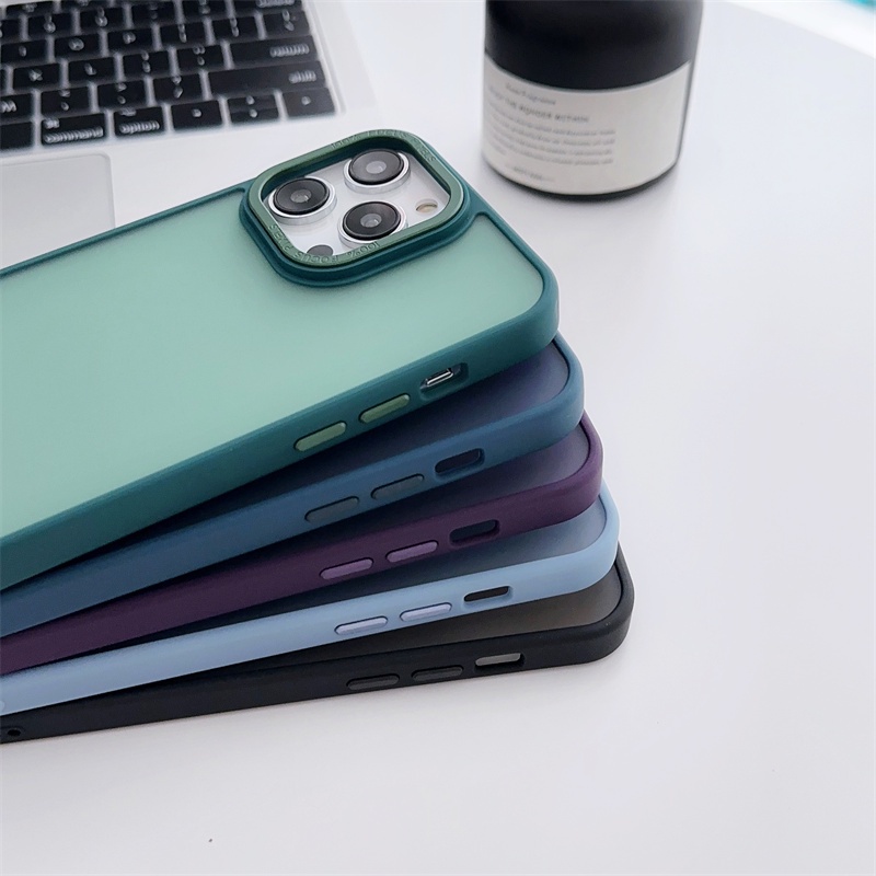 IPHONE Casing Ponsel Silikon Matte Tembus Cocok Untuk Iphone11 12 13 14 Pro Max14 PLUS XR X XS MAX Non-slip Casing Anti Jatuh Warna solid Sederhana Casing Ponsel