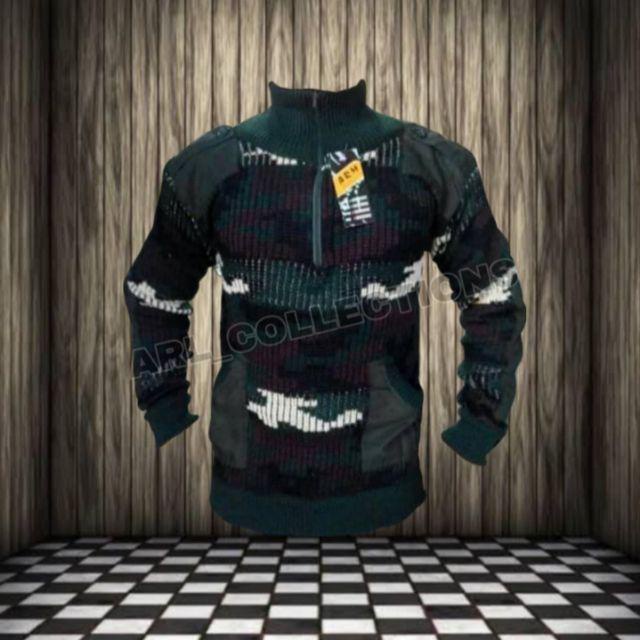 RPM sweater loreng rajut pria wanita dewasa/sweter army loreng hijau hitam polos GROSIR