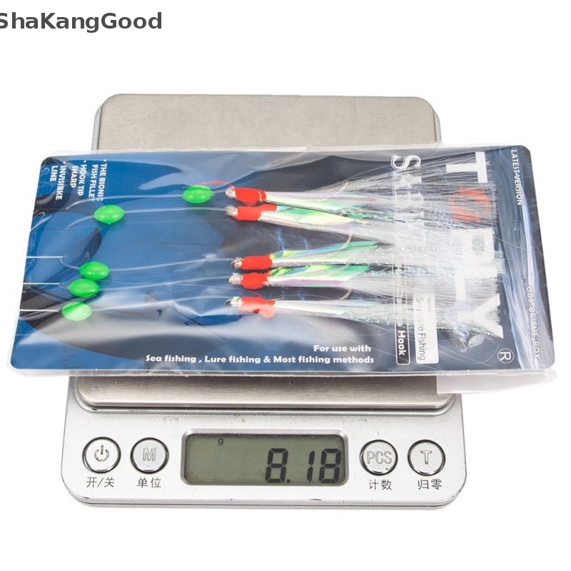 Selip 5Pcs Bionic Kulit Ikan Udang Kristal Fish Hook Kail Pancing Baja Karbon Tinggi SKK