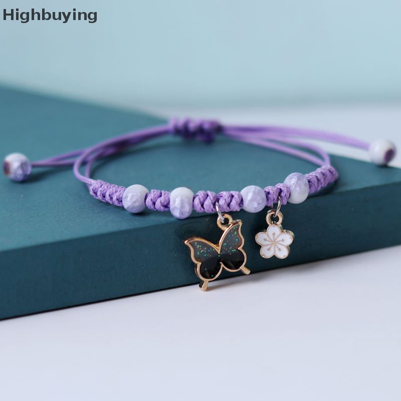 Hbid Butterfly Fashion Gelang Klasik Ungu Pink Tali Kepang Rantai Handmade Gelang Untuk Wanita Pria Perhiasan Yang Dapat Disesuaikan Glory