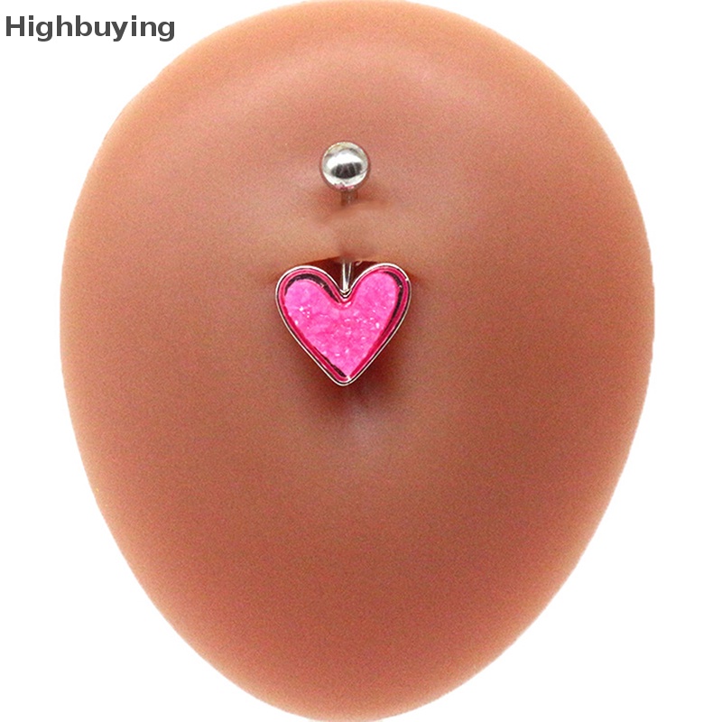 Hbid Fashion Hati Pusar Belly Button Rings Kupu-Kupu Daisy Bentuk Pusar Menjuntai Liontin Stainless Steel Perhiasan Tubuh Glory