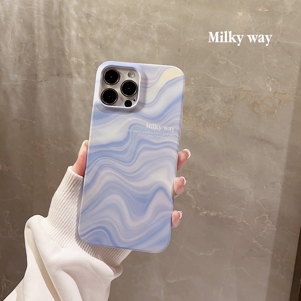 Ins Biru Dan Ungu Galaxy Hard Shell Film Fotografi Case Untuk Iphone SE 2020 7 /8 Plus 14x XR XM 11 12 13 PRO MAX Casing Cover Pelindung AT0274