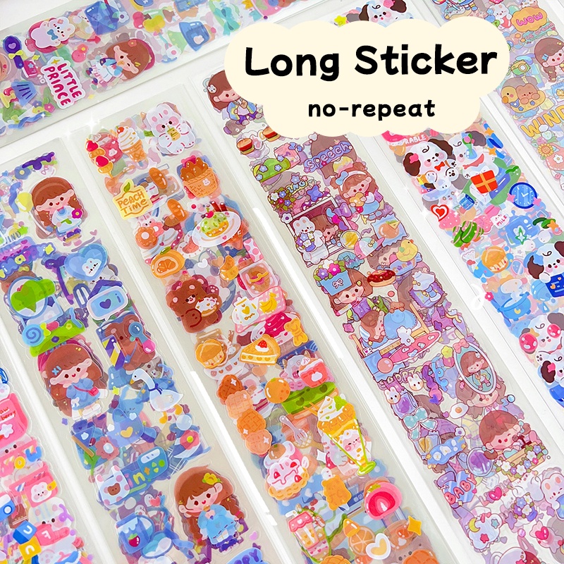 20lembar Transparan Kartun Pet Party Series Strip Stiker Scrapbook Deco DIY Decals