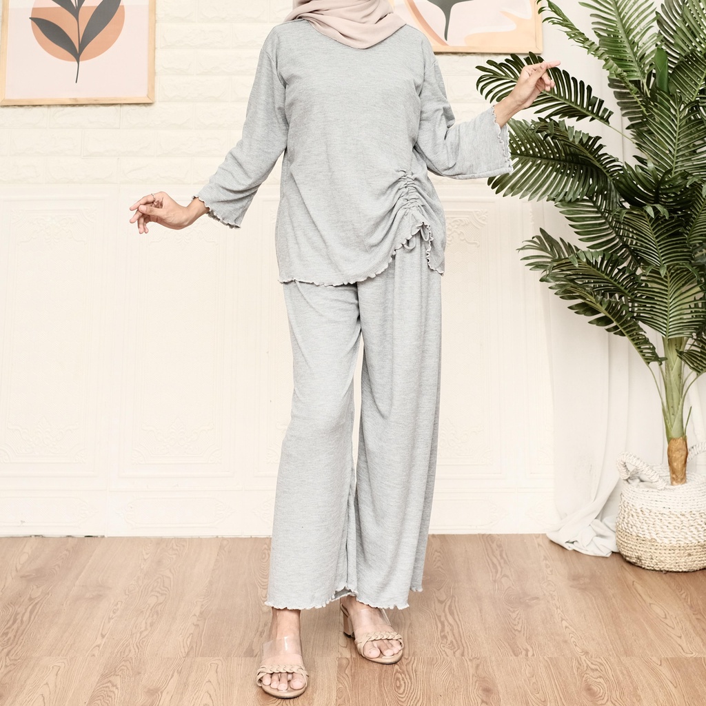 BEFAST - ZNF OOTD WANITA ONESET ASYANA / Namiya Set / Pakaian Casual Wanita Hijab / Fashion Remaja ABG Trendy / Setelan Wanita Model Terbaru / Outfit Daily Wanita / Set Atasan lengan panjang+Celana Kulot Panjang / Oneset Polos Terlaris