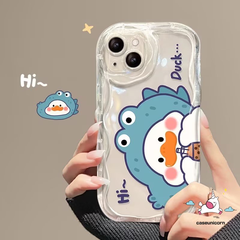 Case Kartun Untuk Redmi 10 A1 9 10A 9T A2 10C 9A 9C NFC Redmi Note 10s 11 11s 10 Pro Max Plus 10Pro POCO M3 Cute Lucu Bebek Tpu Lembut Transparan 3D Bergelombang Melengkung Penutup Tepi