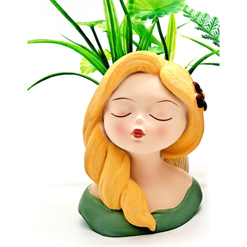 Siy Kepang Samping Gadis Cetakan Silikon Flower Girl Planter Mold Cetakan Resin Pot Bunga