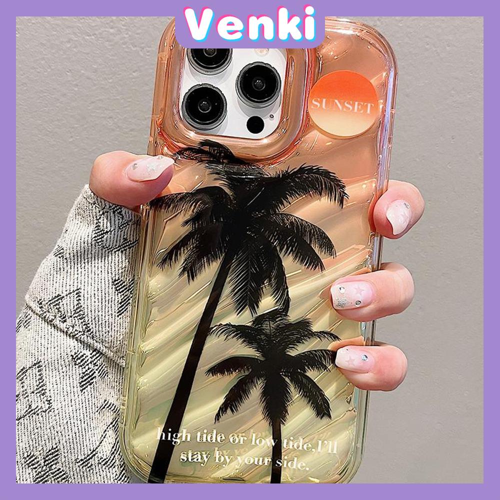 VENKI - For iPhone 11 iPhone Case Laser Reflective Transparent Phone Case TPU Soft Shockproof Airbag Shell Protective Summer Palm Compatible with iPhone 14 13 Pro max 12 Pro Max