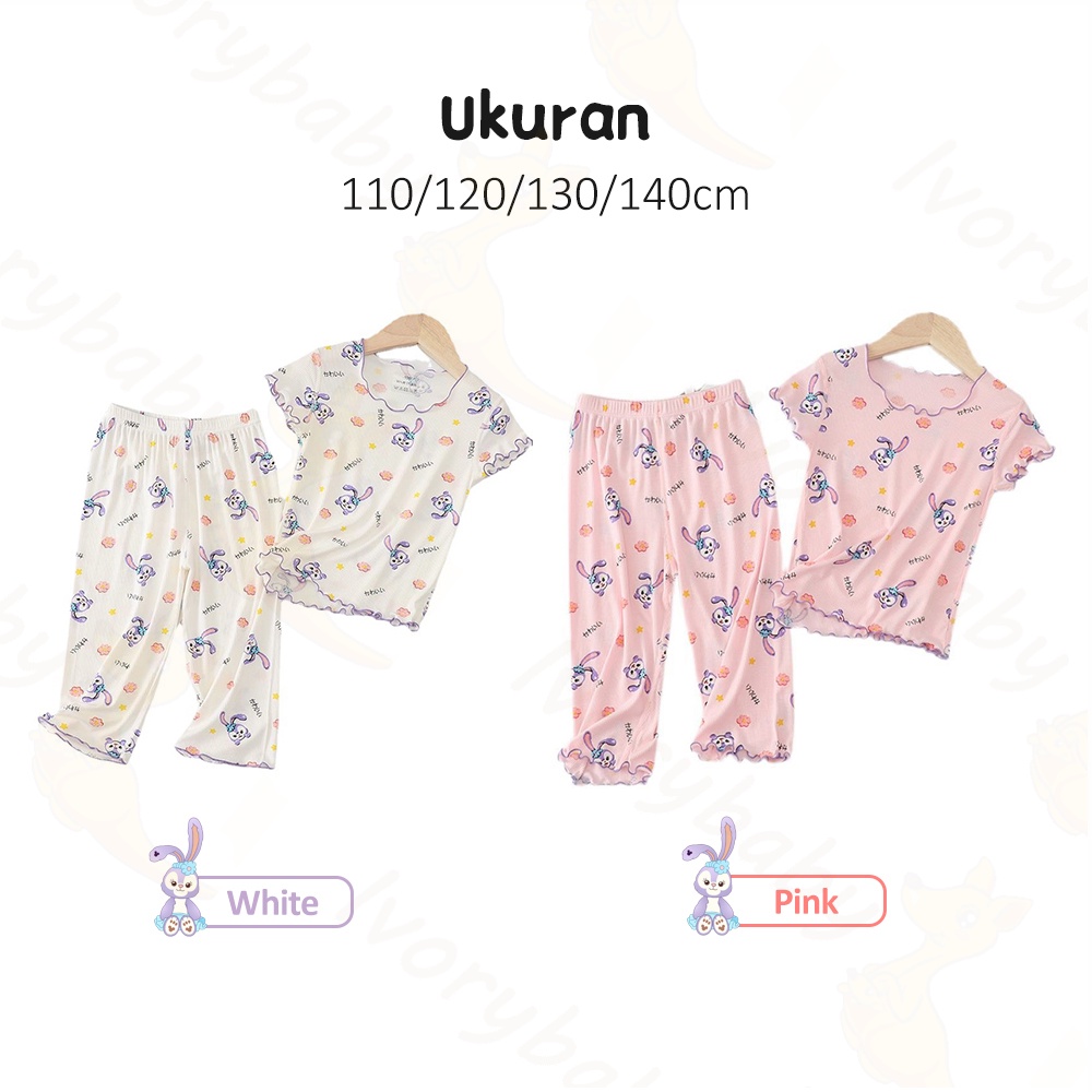 Ivorybaby Set baju tidur anak perempuan Piyama setelan anak import Baju tidur piyama anak kelinci