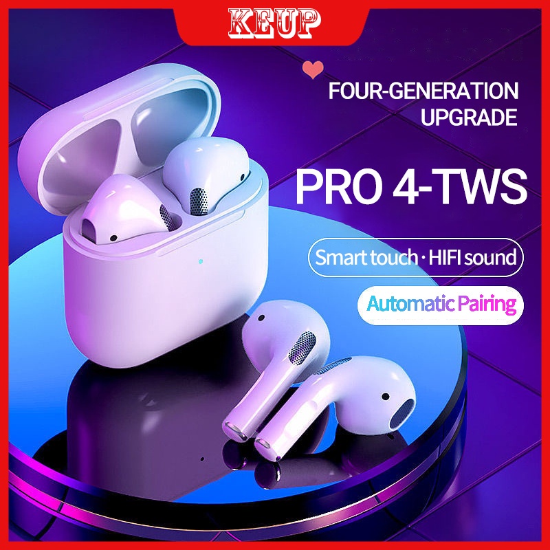 HEADSET HANDSFREE BLUETOOTH PRO 4 TWS INPODS  EARPHONE STEREO WIRELESS WITH MICROPHONE ORIGINAL 100%