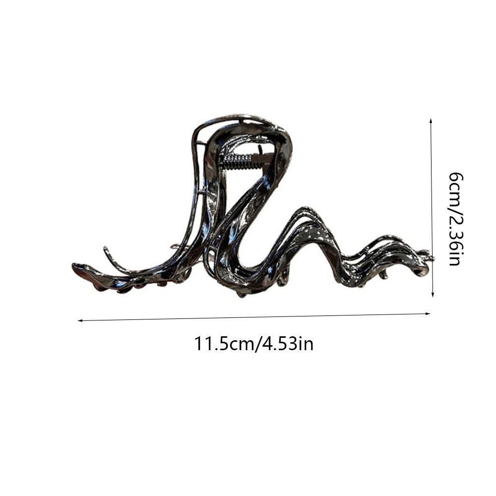 Agustina Cakar Rambut Logam Kepribadian Tidak Biasa Sederhana Untuk Gadis Hiu Klip Hiasan Kepala Besar Untuk Wanita Garis Ulir Women Hair Clips