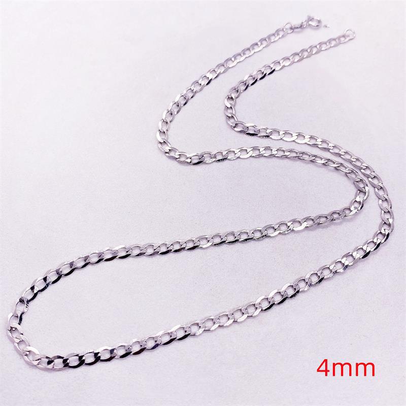 S925 Sterling Silver Kalung Sederhana Fashion Pria Rantai Samping Kuba Cambuk Rantai Liontin Rantai Tebal Fashion Kerah Rantai