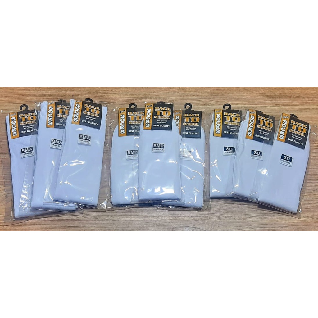 AZAHRA TERMURAH KAOS KAKI SEKOLAH SD SMP SMA PUTIH POLOS SUDAH PACKING KEMASAN