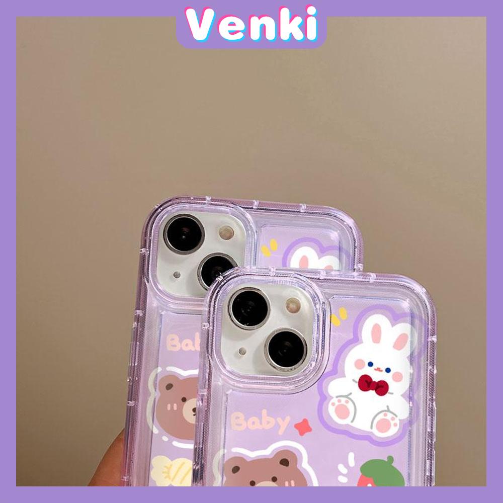 VENKI - For iPhone 11 Case Clear Phone Case TPU Soft Case Airbag Shockproof Protection Camera Cute Bear Bunny Compatible with iPhone 14 13 Pro Max iPhone 12 Pro Max XR XS 7 8Plus