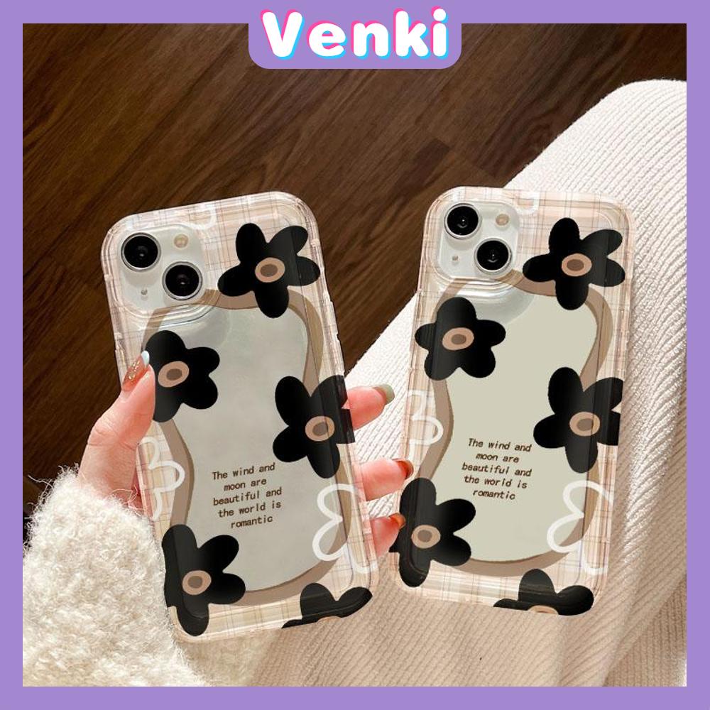 VENKI - For iPhone 11 Case Clear Phone Case TPU Soft Case Airbag Shockproof Protection Camera Simple Black Flower Compatible with iPhone 14 13 Pro Max iPhone 12 Pro Max XR XS 7 8