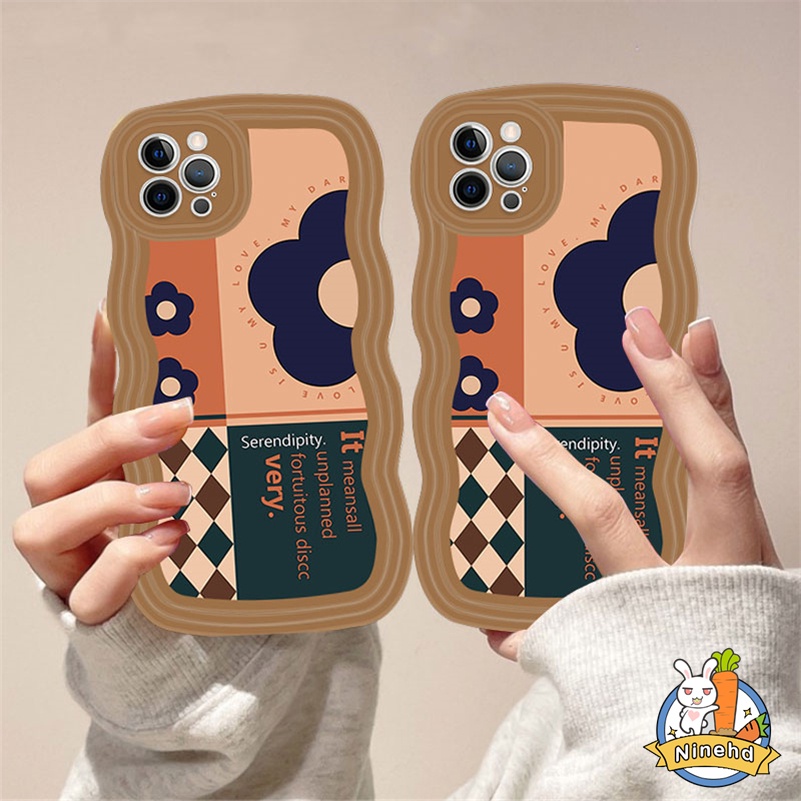 IPHONE Casing Kompatibel Untuk Iphone14 13 12 11 Pro Max X Xr Xs Max8 7 6 6s Plus SE 2020 Kualitas Tinggi Vintage Bunga Gelombang Tepi Casing Ponsel Cakupan Penuh Perlindungan Lensa Shockproof Case