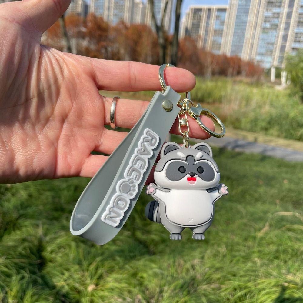 QUINTON Raccoon Gantungan Kunci Pasangan Fashion Hewan Lucu Cute Alloy Backpack Decor