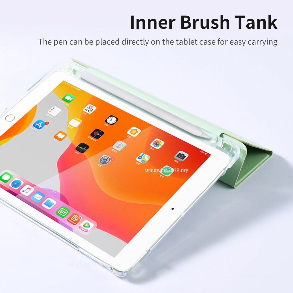 Untuk iPad Pro 12.9 2020pro 11 2020 /2018 10th 10.9 Air4 5.10.9 Dengan Tempat Pensil Soft Clear Back Cover Slim Leather Case