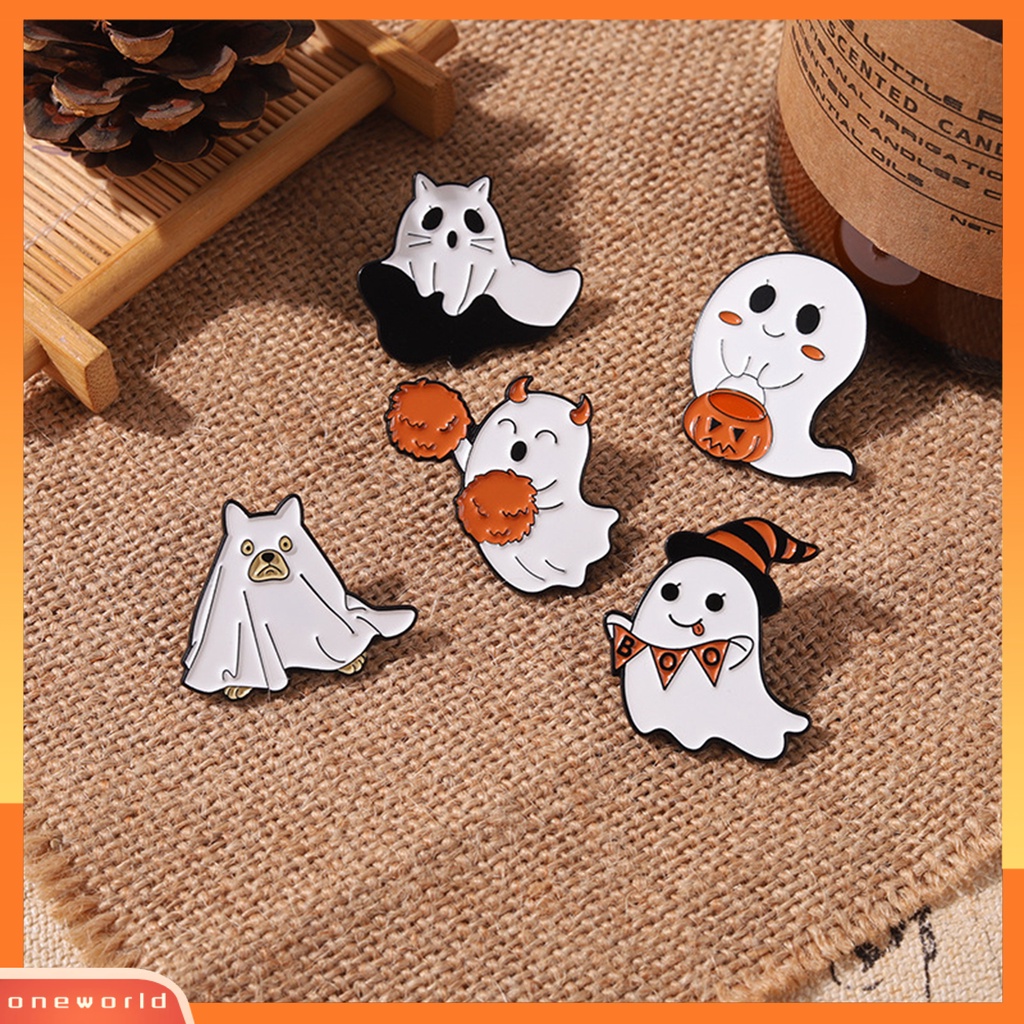 [ONE] Halloween Bros Kepribadian Indah Tahan Lama Ringan Nakal Hias Pakaian Kokoh Kartun Bentuk Hantu Anak Pin Aksesoris Halloween