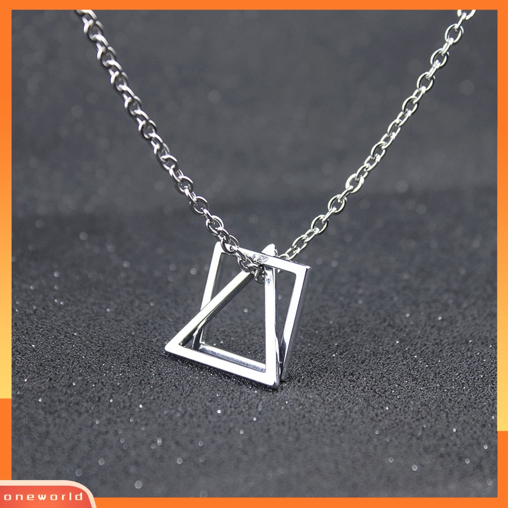 [ONE] Kalung Pria Warna Kontras Bentuk Segitiga Gaya Hip-hop Retro Men Pendant Untuk Pakaian Sehari-Hari