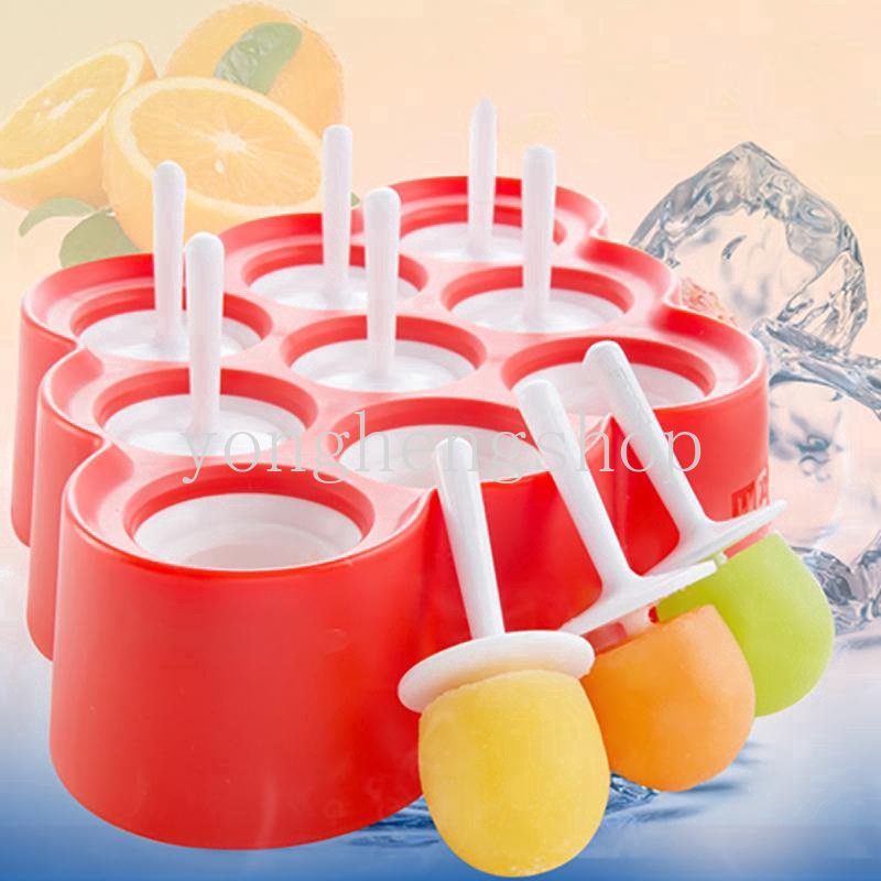 9-rongga Silikon Cetakan Es Loli Dengan Stik DIY Mini Ice Pop Molds Popsicle Makers Non-Stick Anak Mendukung Buatan Sendiri Lolipop Jelly Cetakan Es Krim