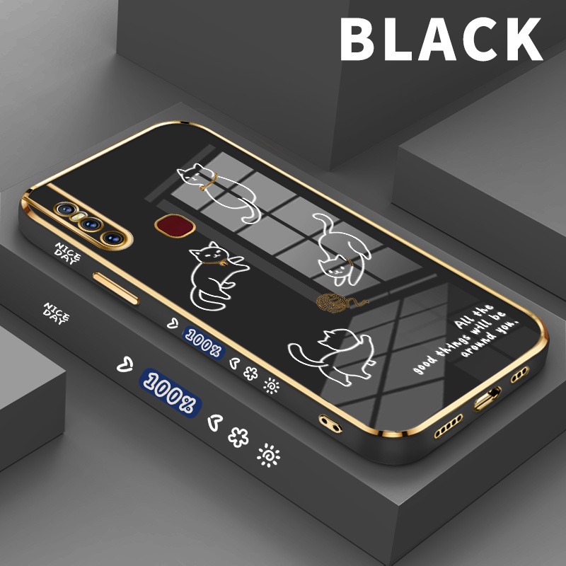 JSBEALS Case untuk For Vivo S1 V15 Pro V19 V20 SE Y70 2020 2021 nice play cat happy duck Mewah Silic