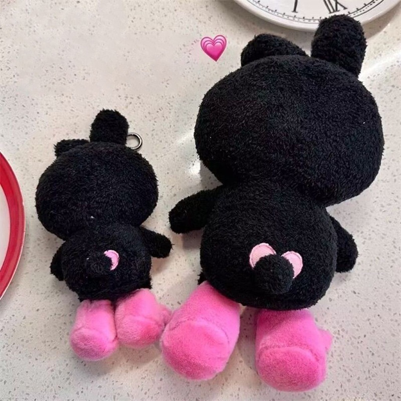 Kpop BT21 Lucky Cooky Black Edition Mainan Mewah Kawaii Kelinci Hewan Boneka Ransel Liontin Kartun Gantungan Kunci Mewah