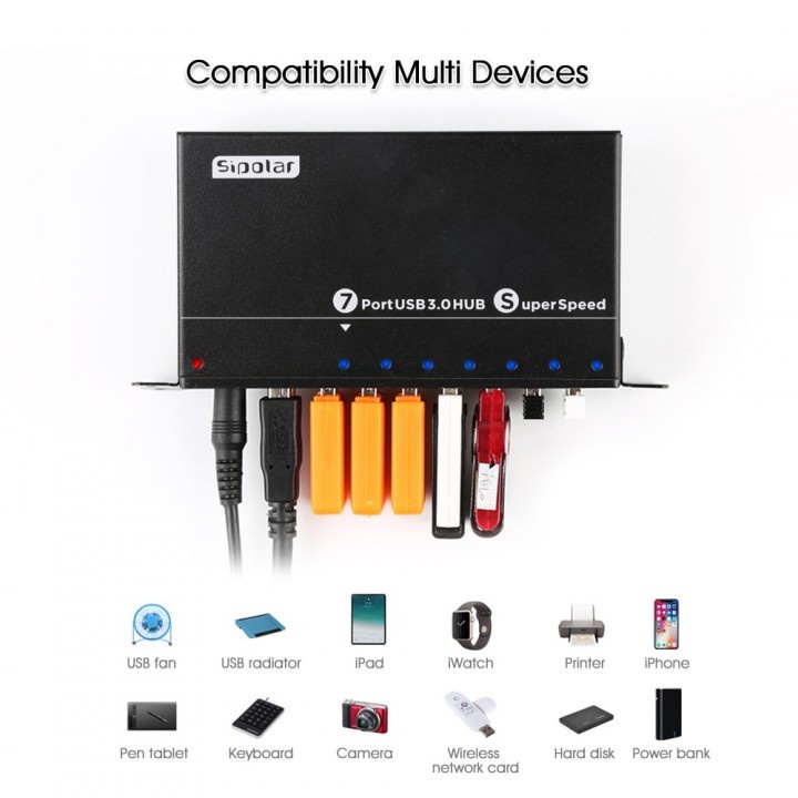 PNK23 SIPOLAR A-173 Industrial USB HUB 7 Port USB3.0 Super Speed