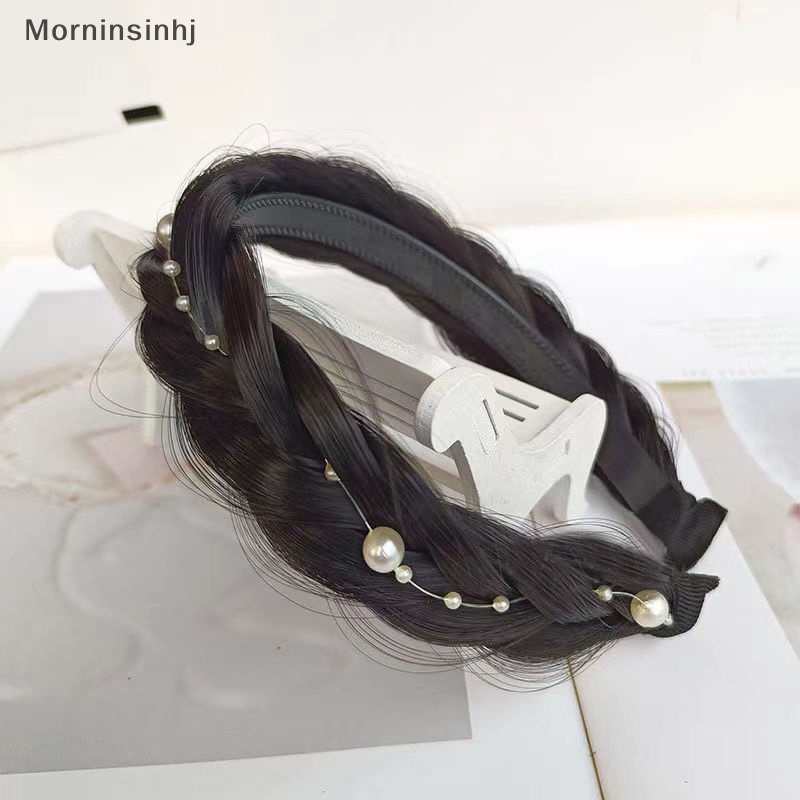 Mornin Melebar Tulang Ikan Kepang Bando Mutiara Wig Twist Handmade Retro Head Hoop Headwear Styling Rambut Malas Aksesoris Rambut Untuk Wanita id