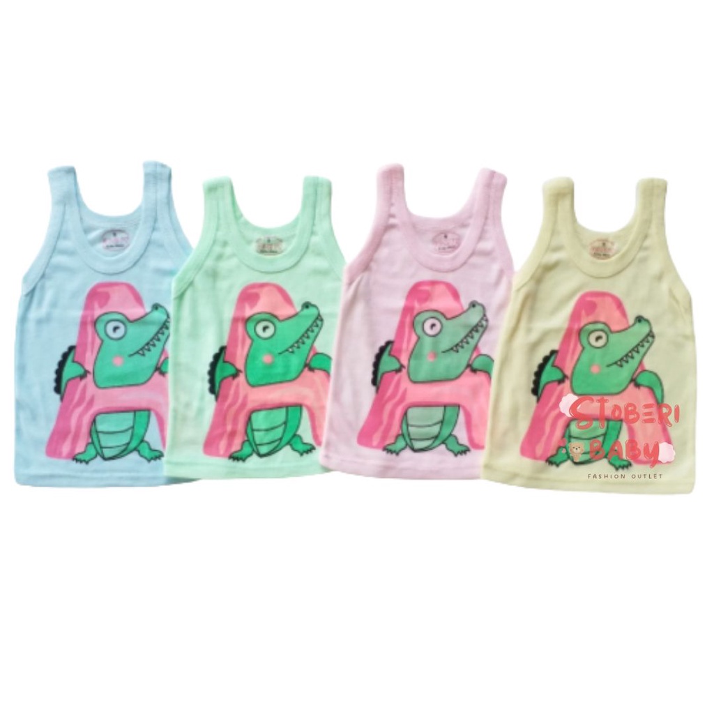 PUNCAK 3.3 stoberi baby - KAOS SINGLET MOTIF WARNA ANAK kaos dalam oblong anak laki2 dan perempuan newborn-3thn