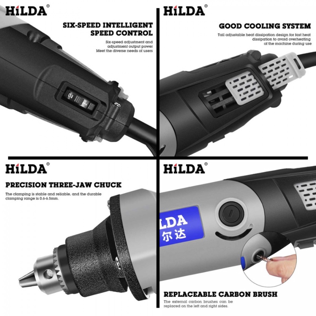 HILDA Bor Listrik Polishing Engraver Grinder Electric Drill 400W - MD400