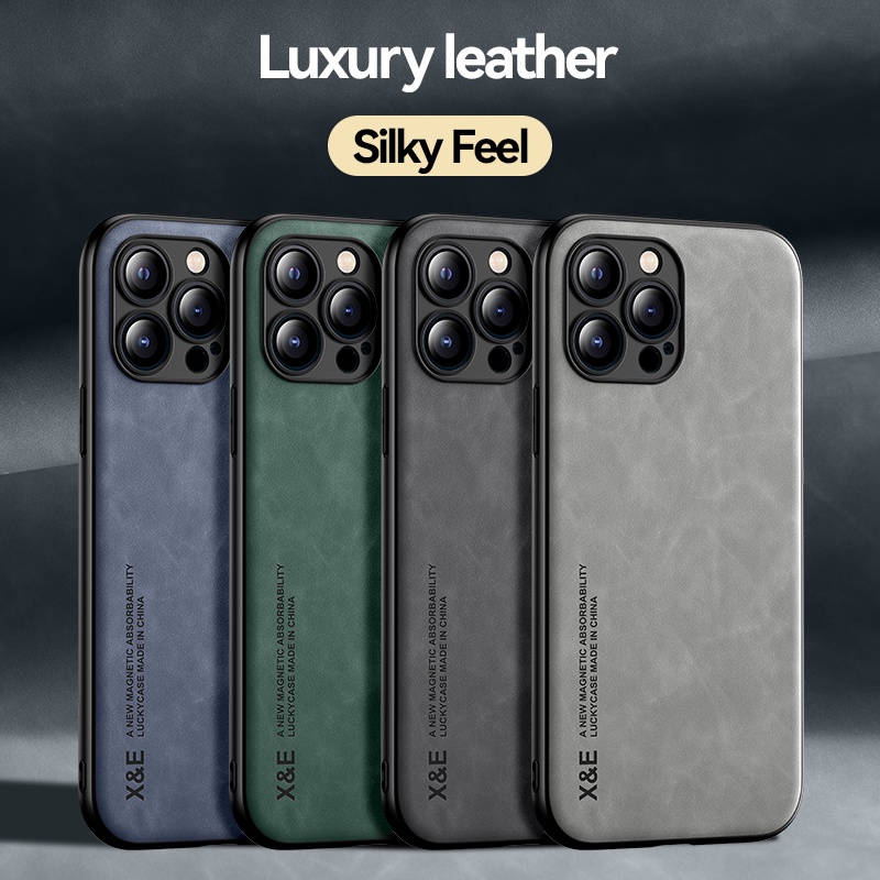 IPHONE Casing Ponsel Tekstur Matte Bahan Kulit Mewah Untuk Iphone11 12 13 14 Pro Max7 8 14 plus X XSMAX XS XR 12 13 MINI Shockproof Back Cover Phone Camera Case Bahan PU