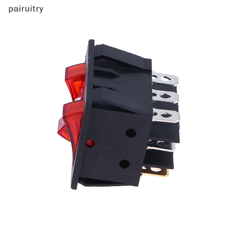 Prt Rocker Switch KCD3 Lampu Merah 3arah Saklar Hitam 9pin 2posisi ON-OFF/ON-ON 16A/20A 250/125V AC Triple Power Switch PRT