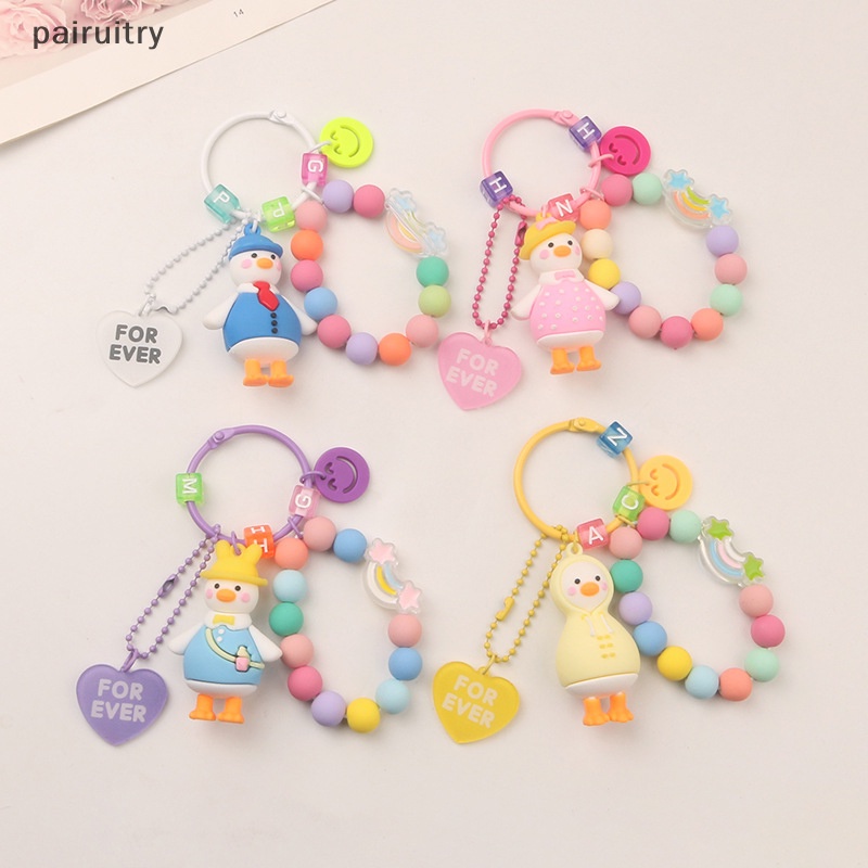 Prt Lucu Bebek Permen Warna Gantungan Kunci Smile Beads Key Chain Wanita Dompet Ransel Huruf Shell Liontin Untuk Airpods Pro PRT