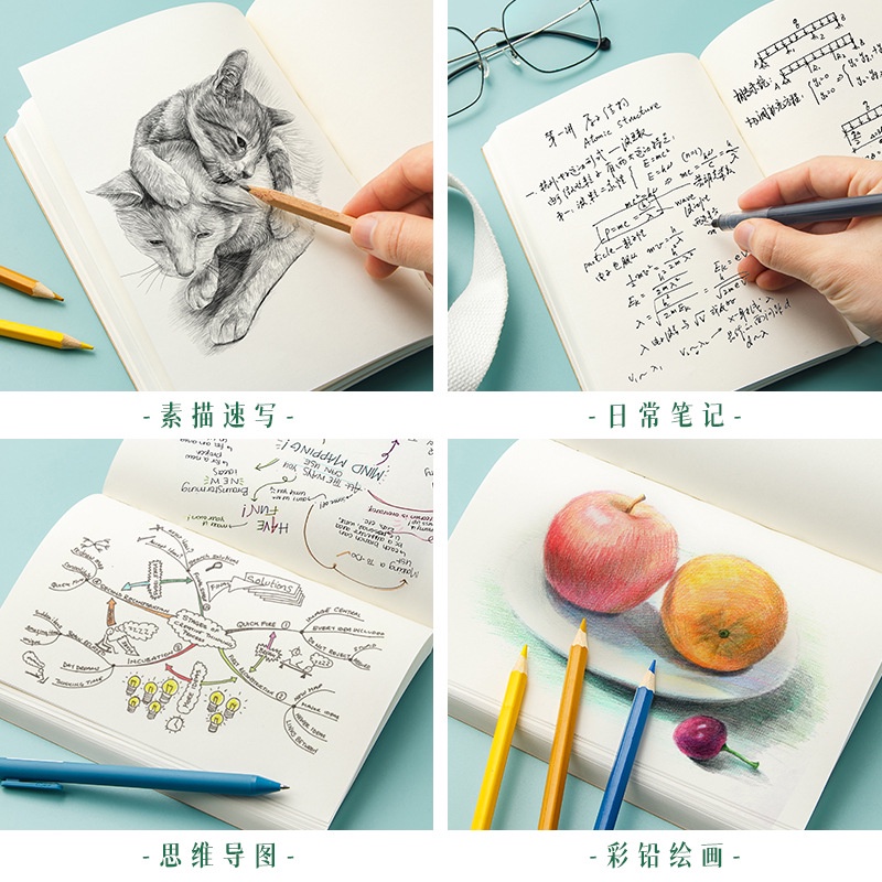 184lembar Kosong Kulit Sapi Notebook Tebal Sederhana Serut Kertas Putih Siswa Handdrawn Drawing Book