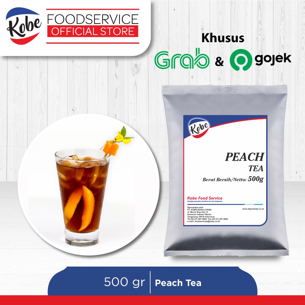 

Kobe Peach Tea 500gr - Minuman Serbuk Powder - Khusus Gojek/Grab